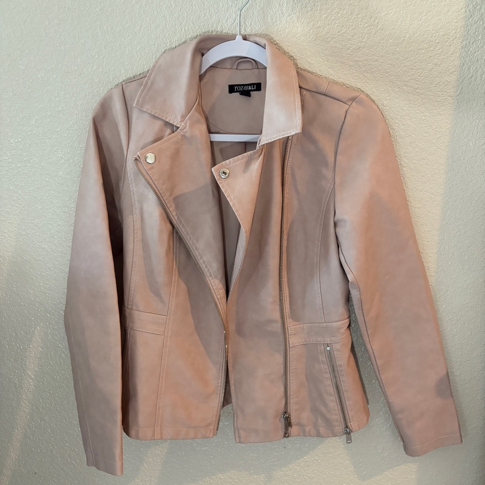 Roz & Ali Blush/Light Pink Faux Leather Jacket